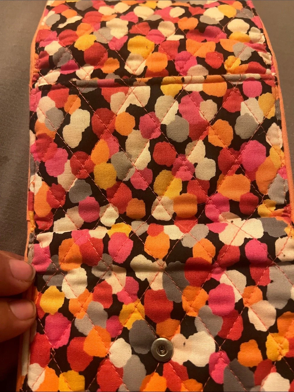 Vera Bradley Quilted Trifold Wallet in Pink Orange Yellow Multi - Picture 4 of 4